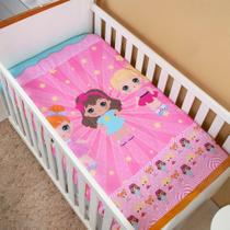 Cobertor Edredom Bebê Menina Boneca para Berço Padrão Infantil 1,45m