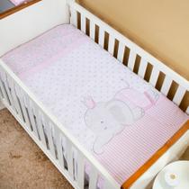 Cobertor Edredom Bebê Menina Elefantinha para Berço Padrão Infantil 1,45m Cobertor Edredom Bebê Menina Elefantinha para Berço Padrão Infantil 1,45m