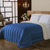 Cobertor/Edredom Sherpa Dupla Face Casal Queen Tipo Lã de Carneiro Noites Quentes Azul Casen