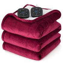 Cobertor elétrico Bedsure King Size com controle duplo Burgundy