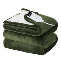 Cobertor Elétrico Bedsure Twin Flannel - Aquecido - Verde Oliva