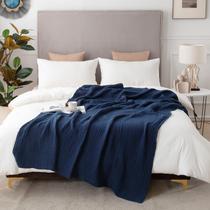 Cobertor EMME de algodão Musselina King Size 108x90cm azul marinho