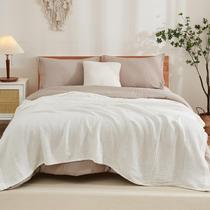 Cobertor EMME de algodão queen size 90x90cm 6 camadas branco musselina