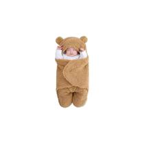 Cobertor enroladinho marrom bebê saco de dormir ursinho swaddle 3-6 meses