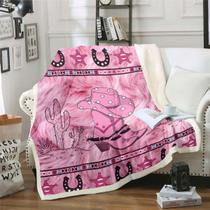 Cobertor Erosebridal Pink Western Cowgirl Fleece 130x150cm Cobertor Erosebridal Pink Western Cowgirl Fleece 130x150cm
