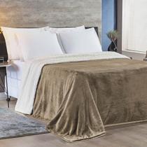 Cobertor Fênix King Sherpa Pele de Carneiro + Mantinha Flannel - Bege