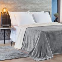 Cobertor Fênix King Sherpa Pele de Carneiro + Mantinha Flannel - Cinza