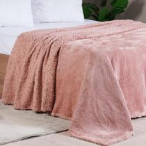 Cobertor Flannel e Sherpa Lã de Carneiro Casal OLD ROSE - Tessi