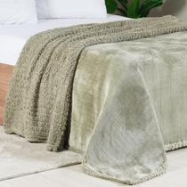Cobertor Flannel e Sherpa Lã de Carneiro King OLIVE - Tessi