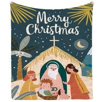 Cobertor Flannel Merry Christmas Jesus Digital Pattern