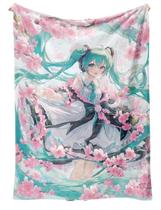 Cobertor Flannel Soft Anime Miku Sakura 300g de fibra de poliéster Cobertor Flannel Soft Anime Miku Sakura 300g de fibra de poliéster