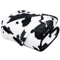 Cobertor fofo com estampa de vaca para crianças, leve, macio, aconchegante, preto e branco, cobertor de lã felpudo para meninas e feriados