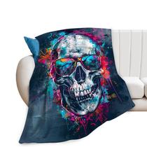 Cobertor Funaluz Skull Fleece, macio e quente, de pelúcia, leve, 50x40cm
