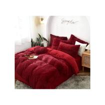 Cobertor Furry Winter de 2 lugares Bordeaux com fronhas