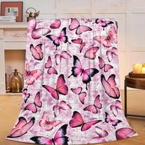 Cobertor Fuzawet Butterfly Pink Fleece Throw 100x125cm