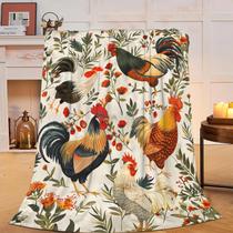 Cobertor Fuzawet Rooster Chicken Fleece Throw 100x125cm