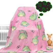Cobertor Gdindff Cute Frog Glow in the Dark Soft Fleece Rosa