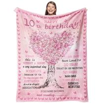 Cobertor Gevuto, aniversário de menina de 10 anos, 150x125cm, flanela