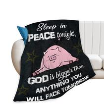 Cobertor Golakra Pig de flanela rosa para cama 125x100cm