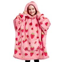Cobertor infantil com capuz Giggling Getup Strawberry Sherpa Fleece