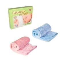 Cobertor Infantil Comprensado Bebe Azul E Rosa 90x1,05