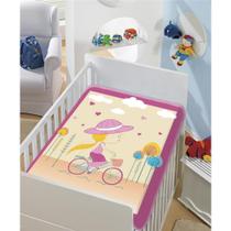 Cobertor Infantil Jolitex Tradicional Mocinha Pedalando Rosa Bebe Feminino - Jolitex Ternille