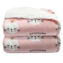 Cobertor Infantil Laço Bebê Sherpa 70x100 cm Gata Rosa 51366