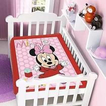 Cobertor Infantil Minnie Patins Raschel Plus Jolitex Vermelho.