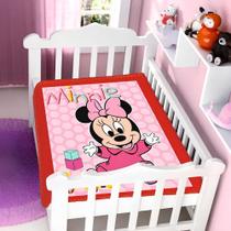 Cobertor Infantil Para Bebê Menina 90x110m Minnie Patinhos Disney Antialérgico Jolitex Vermelho Rosa