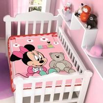 Cobertor Infantil Para Bebê Menina 90x110m Minnie Surpresa Disney Antialérgico Jolitex Vermelho Rosa