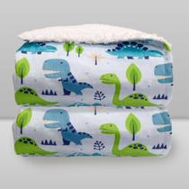 Cobertor Infantil Printed Sherpam Dino 7,5X100cm Laço Bebê