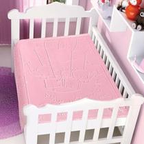 Cobertor Infantil Raschel C/Relevo 80x1,10m Balão Rosa Touch Jolitex