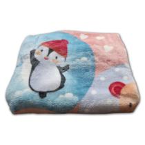Cobertor Infantil Raschel Plus 0,90x1,10 Pinguim no Balanço Cód. 1958 - Jolitex