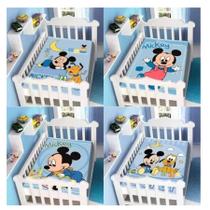 Cobertor Infantil Raschel Plus Disney Minnie e Mickey Bebê Rosa Azul - Jolitex Ternille