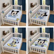 Cobertor Infantil Raschel Plus Disney Minnie e Mickey Bebê Rosa Azul