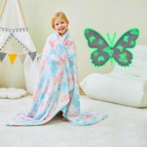Cobertor infantil Softan Glow in the Dark, cobertor luminoso de flanela macio e aconchegante para sofá-cama, presente de aniversário de Natal, borboleta de 50 x 60 polegadas