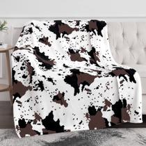 Cobertor Jekeno Cow Print frente e verso, quente, 130 x 150 cm, poliéster