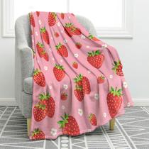 Cobertor Jekeno Strawberry Floral Plush Throw 127x152 cm rosa