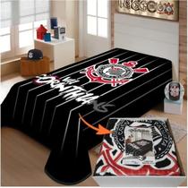 Cobertor Jolitex Casal Raschel Toque Macio Time Corinthians Cor Preto Desenho Do Tecido Vai Corinthians
