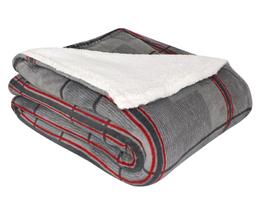 Cobertor Jolitex com Sherpa Vancouver Casal Cinza Xadrez
