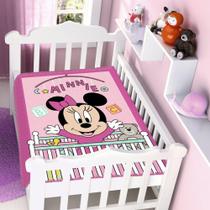Cobertor Jolitex Infantil Berço Bebê Disney Minnie Bercinho Rosa