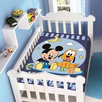 Cobertor Jolitex Infantil Raschel Plus Baby Disney Mickey e Pluto Feliz Marinho