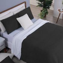 Cobertor King Canada Mantinha/Sherpa 3 Peças - Preto