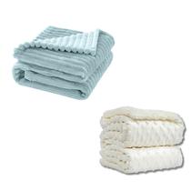 Cobertor Kit 2pçs Bebê Wave Berço Azul e Pipoquinha Branco