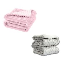 Cobertor Kit 2pçs Bebê Wave Berço Rosa e Pipoquinha Cinza