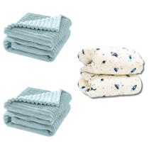 Cobertor Kit 3pçs Bebê Wave Berço Azul e Edredom Astro
