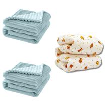 Cobertor Kit 3pçs Bebê Wave Berço Azul e Edredom Leão