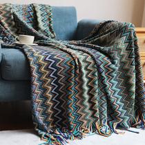 Cobertor KLEVERISE Bohemian Boho tricotado azul Cobertor KLEVERISE Bohemian Boho tricotado azul