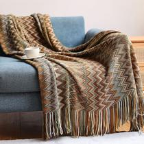Cobertor KLEVERISE Bohemian Boho tricotado com borla amarela