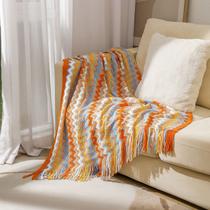 Cobertor KLEVERISE Bohemian Boho tricotado Tassel Orange Cobertor KLEVERISE Bohemian Boho tricotado Tassel Orange